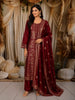 Dark Pink Floral Zari Embroidered Design Banarasi Silk Straight Cut Salwar Suit with Dupatta