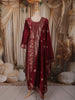 Dark Pink Floral Zari Embroidered Design Banarasi Silk Straight Cut Salwar Suit with Dupatta