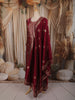 Dark Pink Floral Zari Embroidered Design Banarasi Silk Straight Cut Salwar Suit with Dupatta
