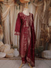Dark Pink Floral Zari Embroidered Design Banarasi Silk Straight Cut Salwar Suit with Dupatta