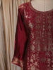 Dark Pink Floral Zari Embroidered Design Banarasi Silk Straight Cut Salwar Suit with Dupatta