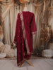 Dark Pink Floral Zari Embroidered Design Banarasi Silk Straight Cut Salwar Suit with Dupatta