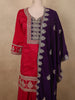 Dark Pink Floral Zari Embroidered Design Georgette Palazzo Suit with Contrast Dupatta
