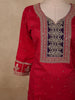 Dark Pink Floral Zari Embroidered Design Georgette Palazzo Suit with Contrast Dupatta