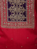 Dark Pink Floral Zari Embroidered Design Georgette Palazzo Suit with Contrast Dupatta