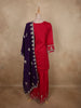 Dark Pink Floral Zari Embroidered Design Georgette Palazzo Suit with Contrast Dupatta