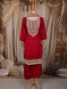Dark Pink Floral Zari Embroidered Design Georgette Straight Cut Salwar Suit with Choker Dupatta