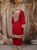 Dark Pink Floral Zari Embroidered Design Georgette Straight Cut Salwar Suit with Choker Dupatta