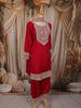 Dark Pink Floral Zari Embroidered Design Georgette Straight Cut Salwar Suit with Choker Dupatta