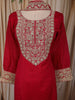 Dark Pink Floral Zari Embroidered Design Georgette Straight Cut Salwar Suit with Choker Dupatta