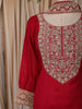 Dark Pink Floral Zari Embroidered Design Georgette Straight Cut Salwar Suit with Choker Dupatta