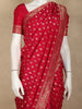 Dark Pink Floral Zari Woven Banarasi Silk Saree with Designer Border