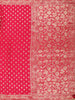 Dark Pink Floral Zari Woven Banarasi Silk Saree with Designer Border