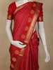 Dark Pink Floral Stripes Woven Design Pure Kanchipuram Silk Saree with Zari Border