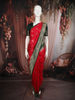 Dark Pink Floral Zari Woven Design Semi Banarasi Silk Saree with Contrast Zari Border