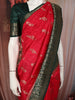 Dark Pink Floral Zari Woven Design Semi Banarasi Silk Saree with Contrast Zari Border
