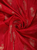 Dark Pink Floral Zari Woven Design Semi Banarasi Silk Saree with Contrast Zari Border