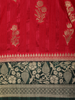 Dark Pink Floral Zari Woven Design Semi Banarasi Silk Saree with Contrast Zari Border
