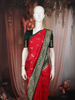 Dark Pink Floral Zari Woven Design Semi Banarasi Silk Saree with Contrast Zari Border
