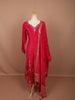Dark Pink Floral Zari Woven and Sequins Embroidered Design Semi Silk Anarkali Salwar Suit with Matching Designer Dupatta