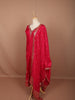 Dark Pink Floral Zari Woven and Sequins Embroidered Design Semi Silk Anarkali Salwar Suit with Matching Designer Dupatta