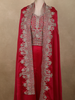 Dark Pink Floral Zari and Beads Embroidered Design Georgette Palazzo Salwar Suit with Coat