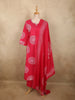 Dark Pink Geometric Printed Design Cotton Salwar Suit with Dupatta