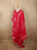 Dark Pink Geometric Printed Design Cotton Salwar Suit with Dupatta