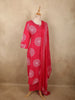Dark Pink Geometric Printed Design Cotton Salwar Suit with Dupatta