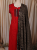 Dark Pink Geometric Printed Design Cotton Straight Cut Salwar Suit with Dupatta