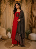 Dark Pink Geometric Printed Design Cotton Straight Cut Salwar Suit with Dupatta