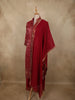 Dark Pink Geometric Zari Woven Design Bandhani Straight Cut Salwar Suit with Dupatta