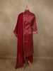 Dark Pink Geometric Zari Woven Design Bandhani Straight Cut Salwar Suit with Dupatta