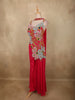 Dark Pink Heavy Floral Beads Embroidered Design Chiffon Palazzo Suit