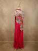 Dark Pink Heavy Floral Beads Embroidered Design Chiffon Palazzo Suit
