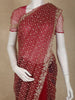 Dark Pink Heavy Sequins and Beads Embroidered Design Net Designer Saree