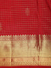 Dark Pink Mini Checked and Floral Butta Zari Woven Design Pure Kanchipuram Silk Saree with Zari Border