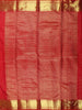 Dark Pink Mini Checked and Floral Butta Zari Woven Design Pure Kanchipuram Silk Saree with Zari Border
