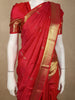 Dark Pink Mini Checked and Floral Butta Zari Woven Design Pure Kanchipuram Silk Saree with Zari Border