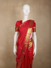 Dark Pink Mini Checked and Floral Butta Zari Woven Design Pure Kanchipuram Silk Saree with Zari Border