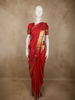 Dark Pink Mini Checked and Floral Butta Zari Woven Design Pure Kanchipuram Silk Saree with Zari Border