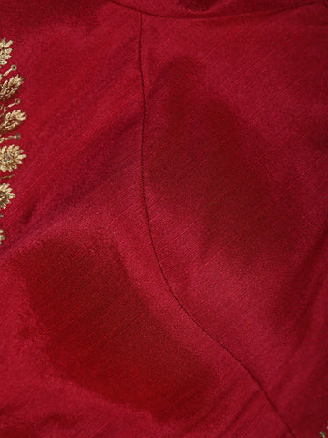 Dark Pink Motifs Design Silk Readymade Blouse - Diadem