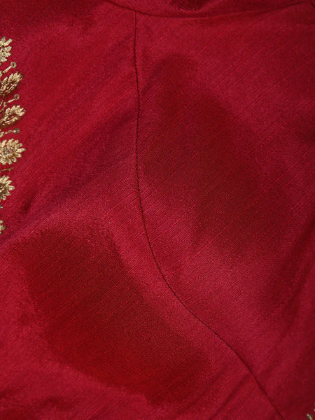 Dark Pink Motifs Design Silk Readymade Blouse - Diadem
