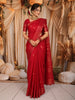 Dark Pink Paisley Butta Zari Woven Design Pure Kanchipuram Silk Saree with Zari Border