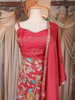 Dark Pink Peacock Embroidered Design Tissue Silk Palazzo Suit with Dupatta