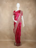 Dark Pink Satin Saree with Floral Print And Designer Border