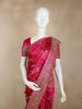 Dark Pink Satin Saree with Floral Print And Designer Border