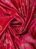 Dark Pink Satin Saree with Floral Print And Designer Border
