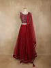 Dark Pink Sequins and Beads Embroidered Design Net Lehenga With Net Dupatta