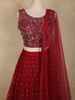 Dark Pink Sequins and Beads Embroidered Design Net Lehenga With Net Dupatta